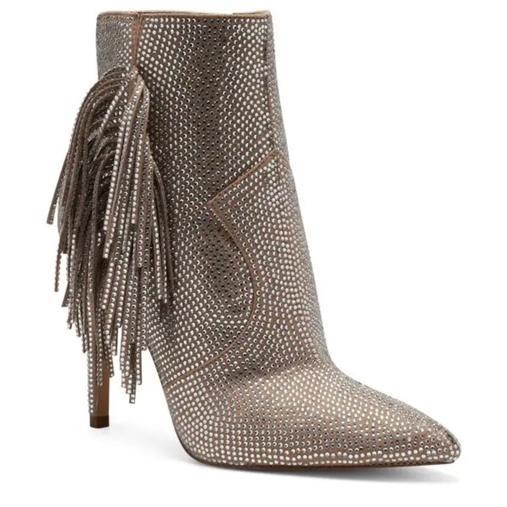 Jessica Simpson Silver Rhinestone Paegye Ankle Boots Sz. 12